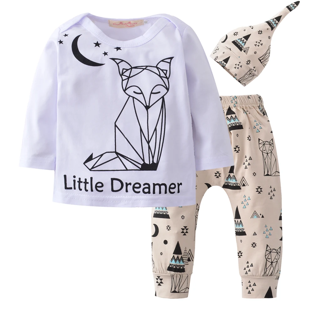 

2019 Baby Boys Girls Clothing Sets Autumn Newborn Clothes Cotton Long sleeve Cartoon Pattern Infant 3pcs Suit Toddler Outfits