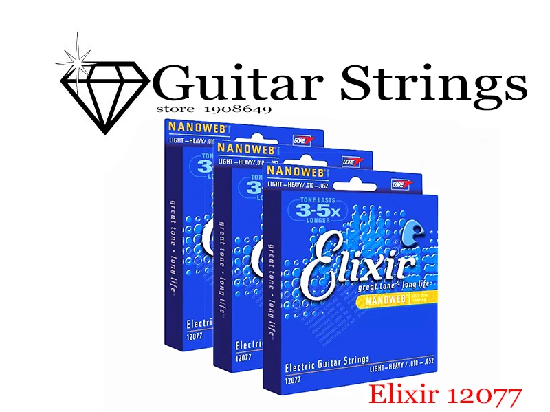 3Sets elixir strings 12077 Nanoweb great tone long life.010 .052 Custom