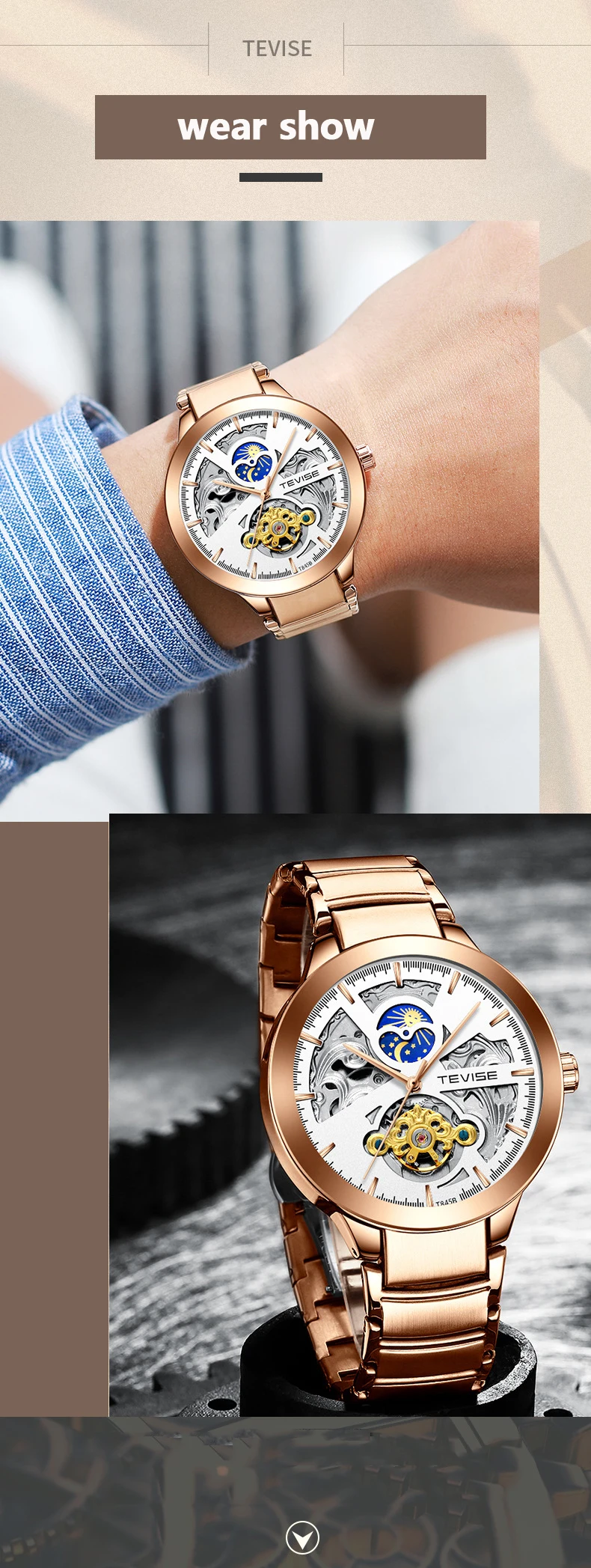 Tevise мужские часы лучший бренд класса люкс автоматические деловые для мужчин с автоподзаводом Tourbillon мужской наручные Relogio Masculino