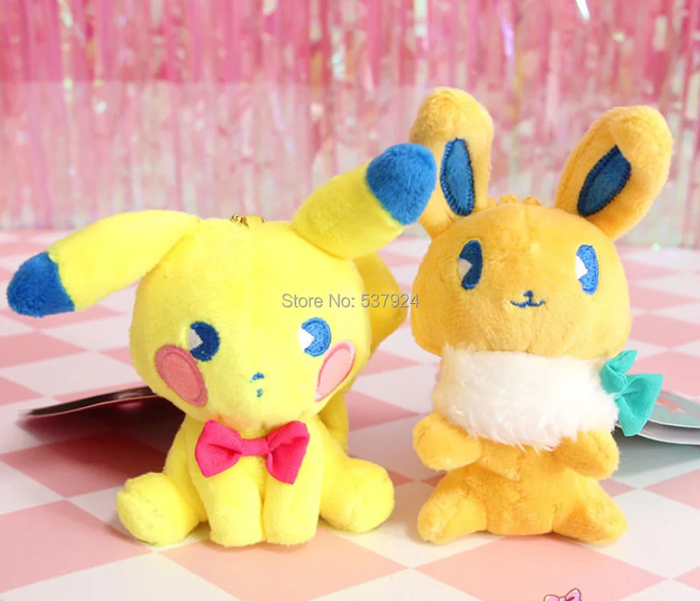 

New 2 Styles Saiko Soda Pikchu Eevee 4.5" 12CM Plush Doll Keychain Pendant-CPPY