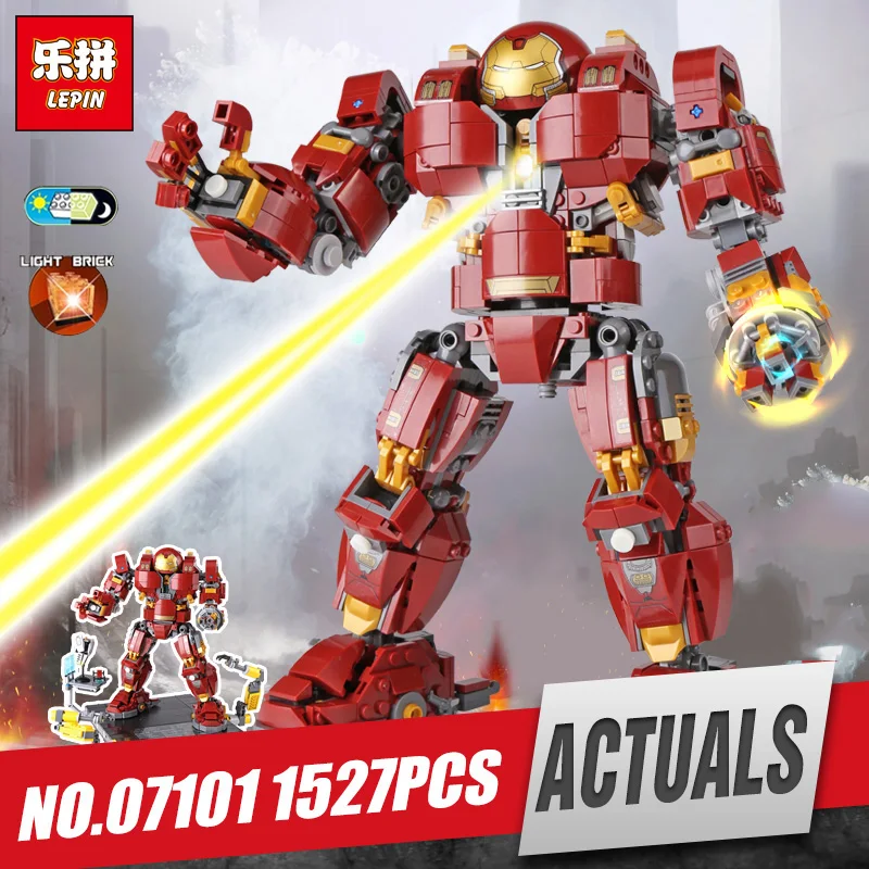 

Lepin 07101 Super Genuine Hero Compatible with legoing 76105 Iron Man Anti Hulk Mech Toy Building Bricks Blocks Model for boy