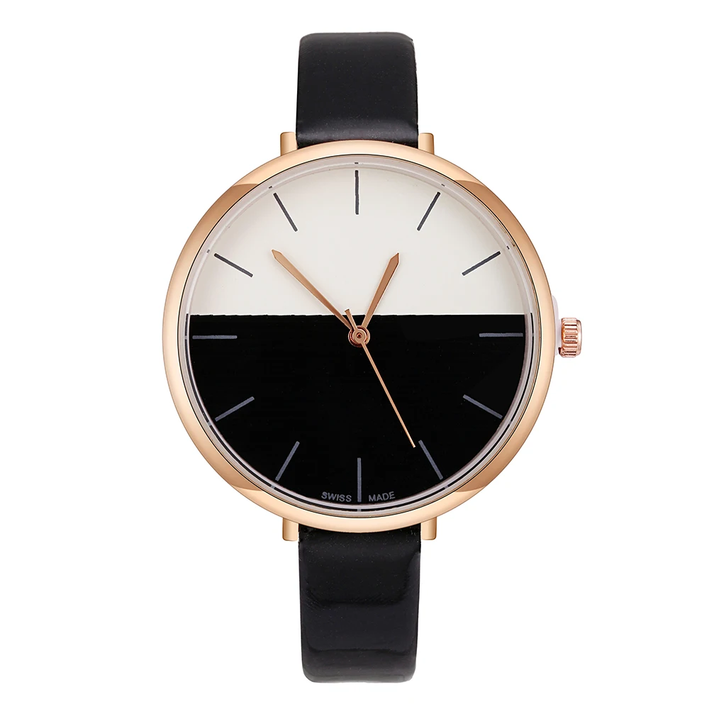 

Elegant Fashion Casual Lady Leather Wrist watch New Design Two Color Simple Dial Watch Creative fine Watchband Watch Reloj Mujer