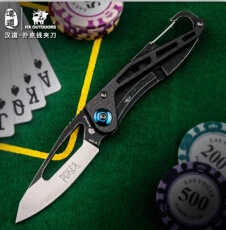 HX складывающийся складной карманный нож для повседневного использования, портативный переносной нож для выживания, инструмент для покера, нож, уличные ножи - Цвет: Black handle