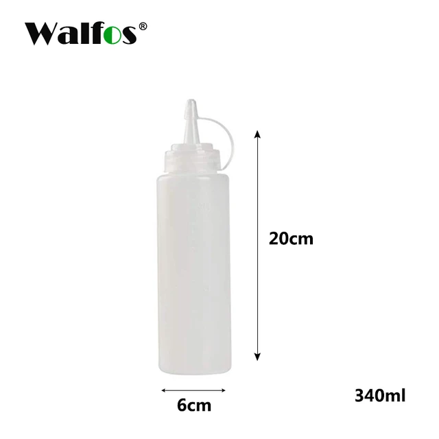 WALFOS Seasoning Bottle Plastic Salad Dressing Squeeze Bottle Pointed Nozzle Small Oil Bottle Kitchen Supplies 340ml