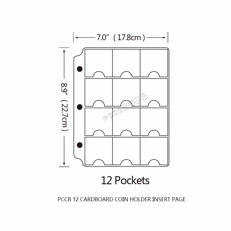 802325 PCCB 12 Сетка картонная монета держатель Альбом вставка страницы листы, монета протектор альбом связующие листы рукава 12 отверстий