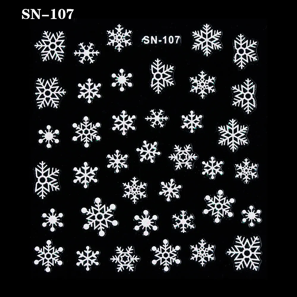 Christmas Theme Nail Sticker Xmas Santa Snowman Designs Nail Art DIY Craft Wraps Water Transfer Sticker New Year Nail Decal Gift - Color: SN-107