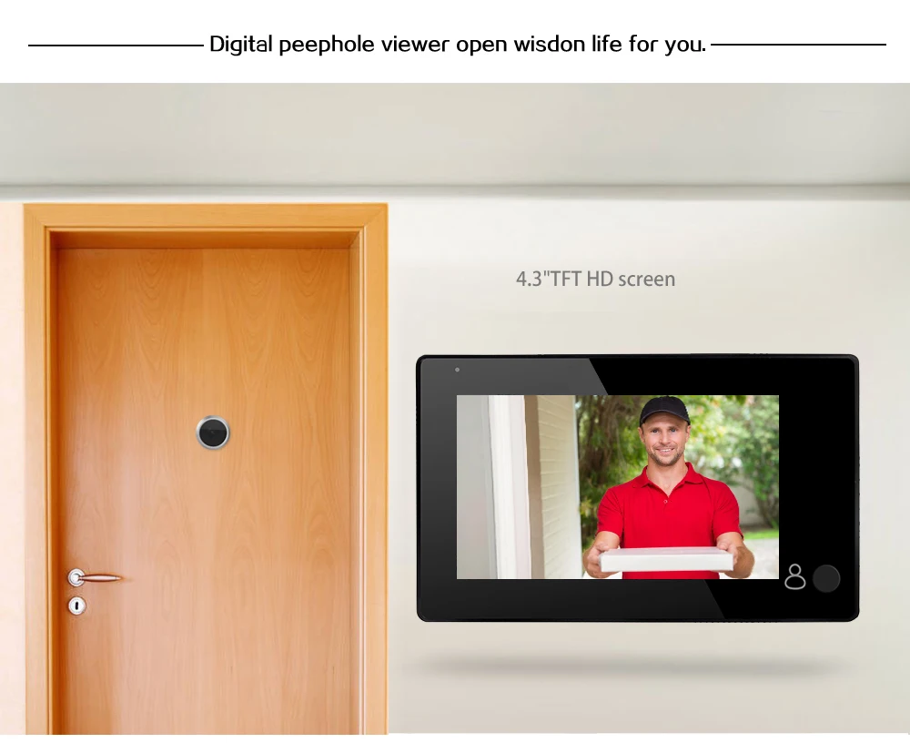 Original Peephole viewer Doorbell 4.3" Digital Hiden Peephole 145 Degrees View Angle Security