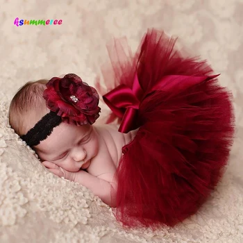 Ksummeree princesa Cranberry tutú con diadema Vintage fotografía de recién nacido accesorios falda de Navidad Tutu Baby Shower regalo TS078
