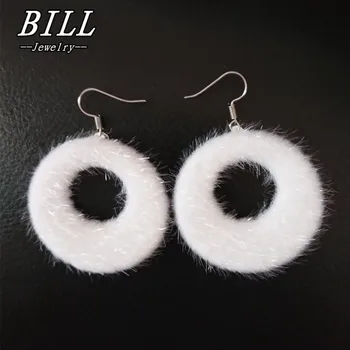 

ES2061 Exaggerated Dangle Drop Earrings Round Hollow Imitation Fur Pompom Earrings For Women Winter Trendy Jewelry Gift 2018 NEW