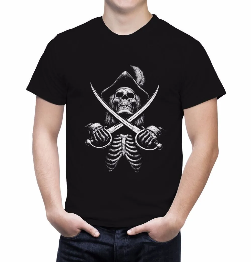 2018 New Fashion Brand Band T Shirts pirate Skull Cross Swords Tshirt