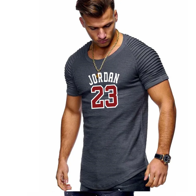 

Fashion T shirt Men Pure color design of stripe ruffle sleeve Tee Shirt Slim Short Sleeve Tshirt O-Neck Tops Brand T-shirt Men