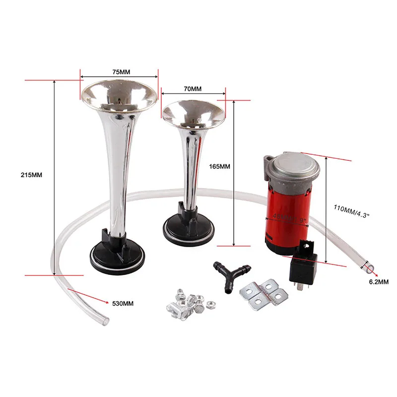 

Air Horn Dual Trumpet Motorcycle Car Boat Loud 12v Train Kit Compressor 135DB