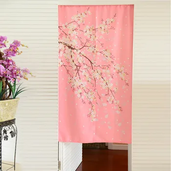 

morden pink The cherry blossom door curtain partition fabric japanese style door curtain