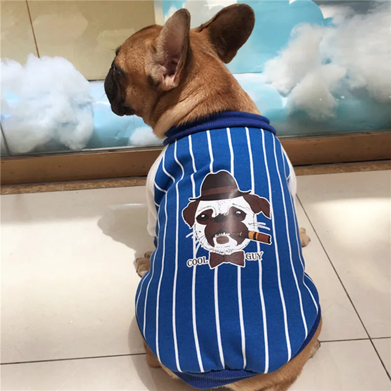 Новинка, стильная полосатая стильная куртка для собак, для бульдога, два цвета, свитер, новая одежда для собак
