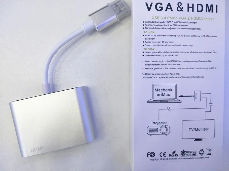 USB 3,0 к HDMI VGA адаптер HD 4K конвертер кабель для ОС Windows 7/8/10