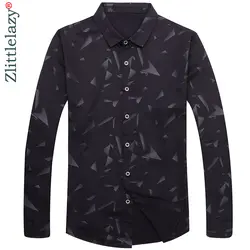 2019 социальных Длинные рукава argyle дизайнерские футболки мужчин slim fit Винтаж модная мужская рубашка Человек платье Джерси повседневная