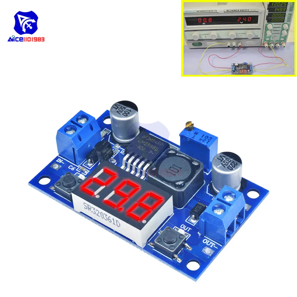 

2PCS LM2596 LED Digital Display Voltmeter Adjustable Board Buck Step Down Power Supply Converter Module Short Circuit Protection