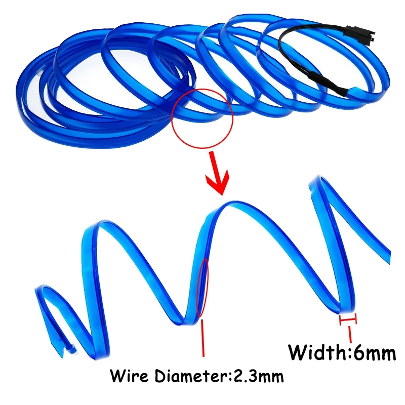 EL Wire 6 мм швейный неоновый автомобильный светильник s для танцевальной вечеринки декоративная лампа для автомобиля Гибкая EL Wire лампы канатная трубка Светодиодная лента с драйвером DC12V