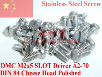 

Stainless Steel screws M2x5 DIN 84 Cheese head Sloted Driver A2-70 ROHS Polished 100 pcs