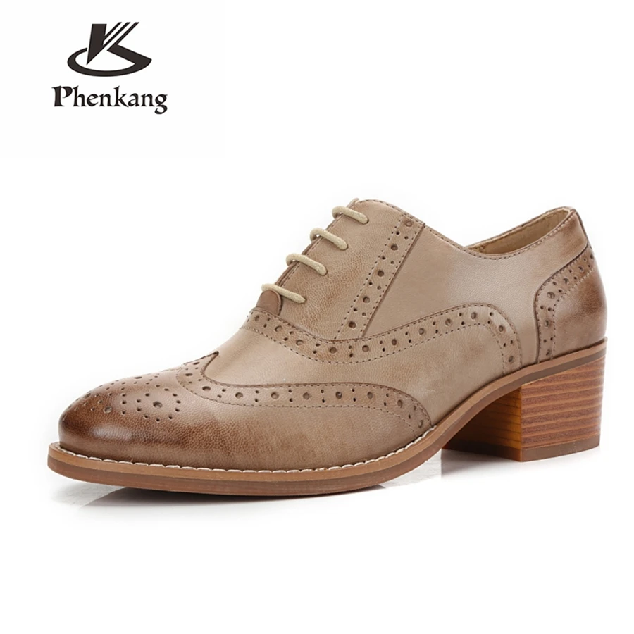 

Genuine sheepskin leather yinzo lady designer vintage Pumps shoes handmade oxford shoes for women brown black red 2019 spring