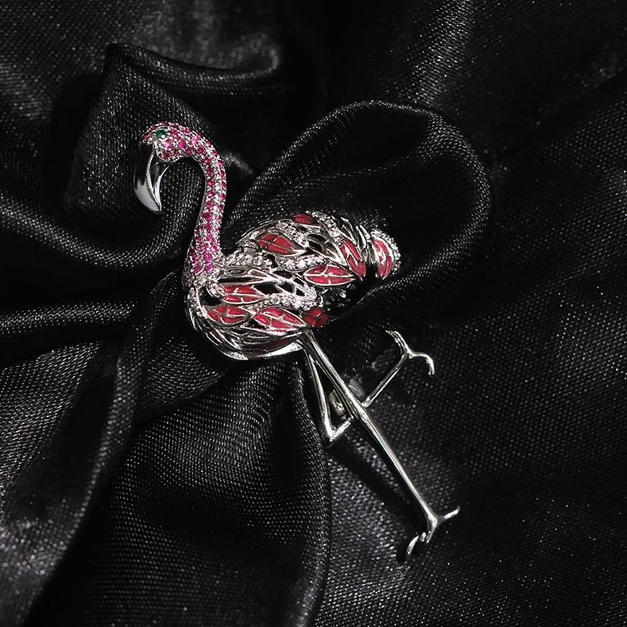 Модные ювелирные изделия Новые эмалированные булавки из металла и СТРАЗОВ брошь «Фламинго» Броши винтажные животные больше Броши для женщин