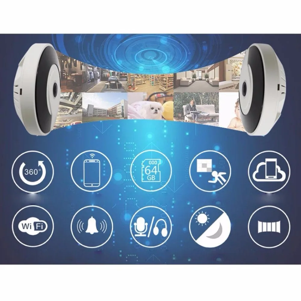 FGHGF New Style 3D-V380 Mini 360 Degree Panoramic Wireless Wifi IP Fisheye Camera Two-Audio 960P HD wireless security camera