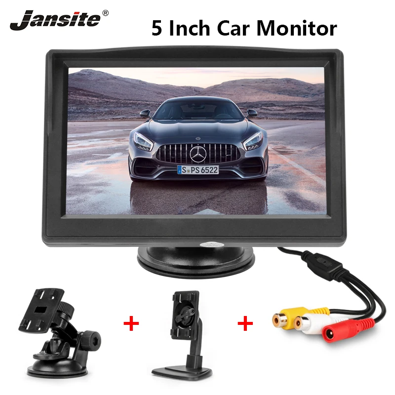 

Jansite 5 inch HD Car Monitor Rear parking camera 2 video input Two Bracket Mounting Sun visor MPV Sedan Desktop bracket Sucker