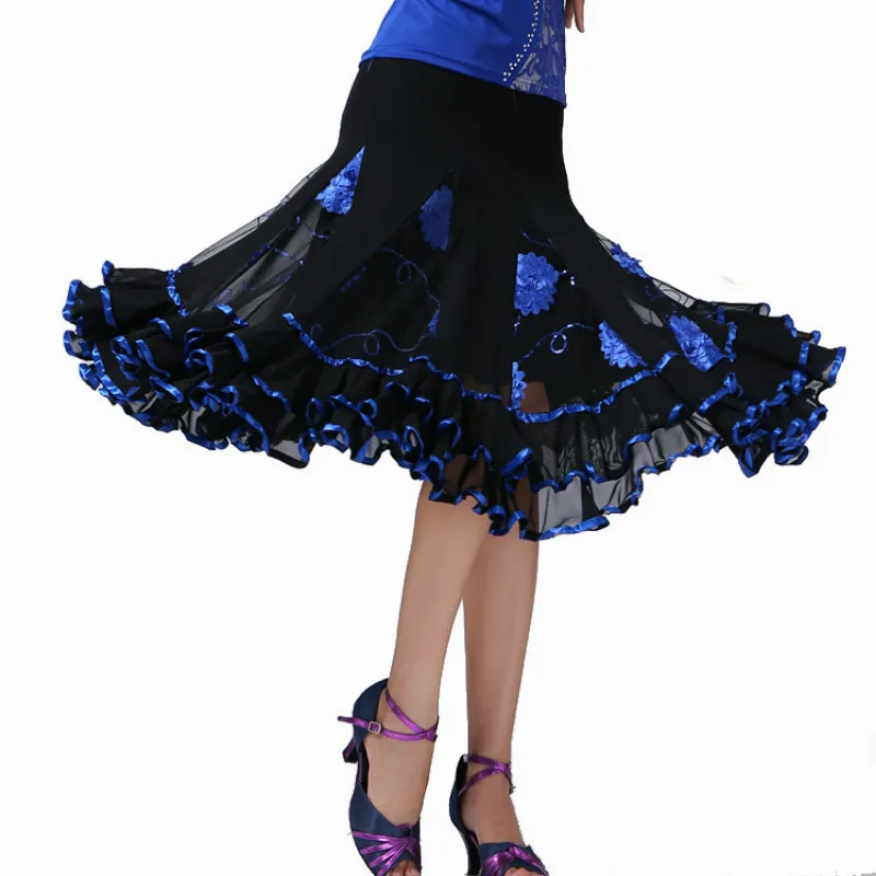 

Square Dance Skirt Modern Latin Dance Sequin Embroidery Performance Costume National Ballroom Dance Variety Dance Costumes