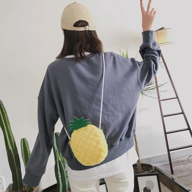 JANESPRI Women Velour CrossBody Bags Pineapple Shaped Box Female Handbags Messenger Bag for Girls Lady Cute Shoulder Bags Bolsas (8)
