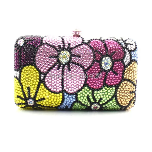 

Floral Crystal Clutch Evening Handbags Handmade Full Diamond Women Bags Purse