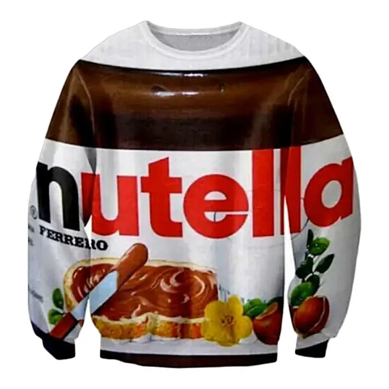 Горячая осень мода для мужчин 3D толстовки Nutella пародия забавная жизнь как еда Шоколадный Соус графические толстовки Harajuku свободный свитер