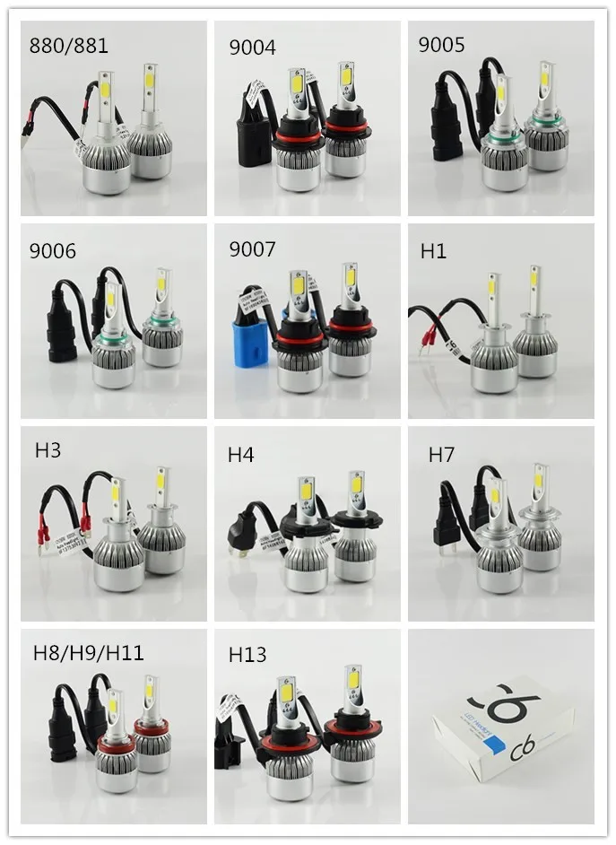 1 комплект 72 W фары для 7600LM светодиодный лампы для передних фар H1 H3 H4 H7 H8/H9/H11 H13 880 9006 HB4 для toyota, Opel astra h Гольф 4 passat b6 mazda 6 vw