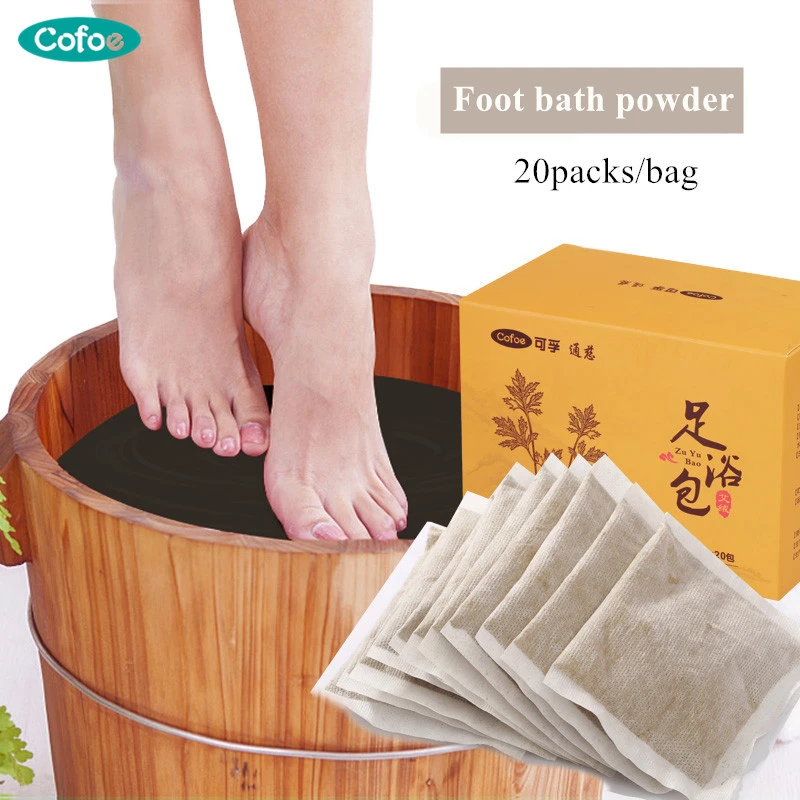 

Cofoe 20pcs Foot Bath Pack Aiye Foot Bath Powder Chinese Medicine SPA Body Detox Dispelling Cold &Clearing Damp Skin Treatment