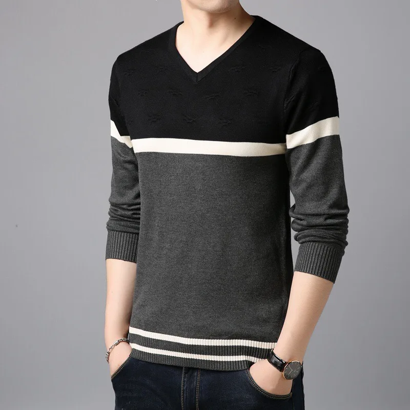 Осенне-зимний мужской шерстяной дизайнерский Мужской пуловер с v-образным вырезом