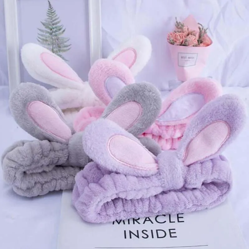 

Cute Bunny Ear Makeup Headbands For Washing Face Shower Spa Mask Soft And Cute Rabbit Ear Hair Bands For Women And Girls