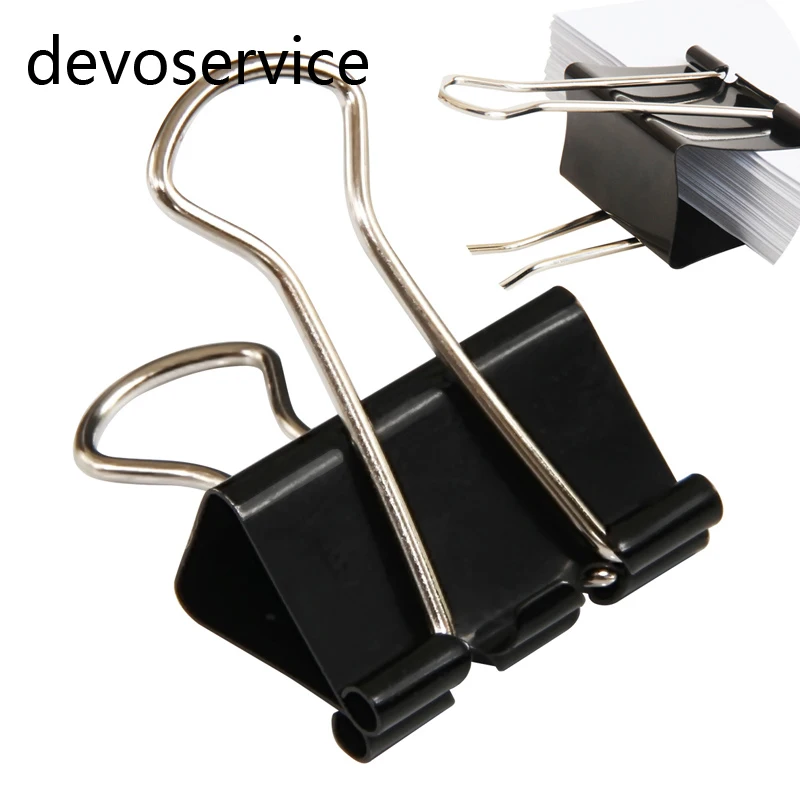 5Pcs Metal Black Binder Clips File Paper Clip Photo Stationary Office Supplies