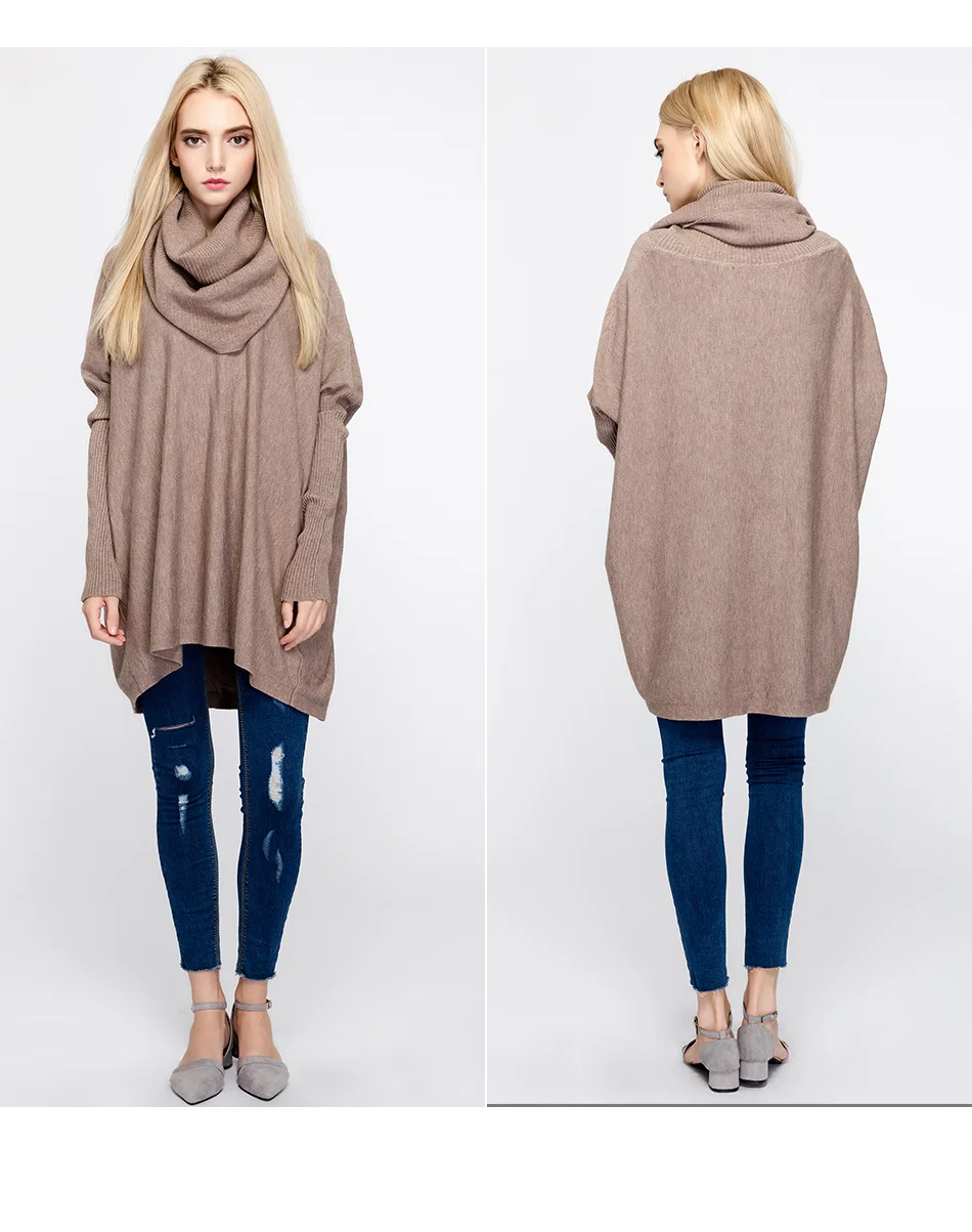 Loose turtleneck bat cardigan long sleeved sweater Pullover Sweater Womens winter sweater (12)