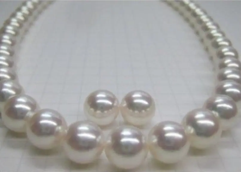 

Hot sell Noble- AAA 9-10MM NATURAL SOUTH SEA WHITE PEARL NECKLACE EARRING (A0423)