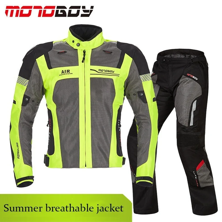 1 комплект Лето Весна Мотоцикл Мотокросс сетка дышащая ткань гоночный костюм мотоциклетная куртка и брюки с 9 шт. колодки