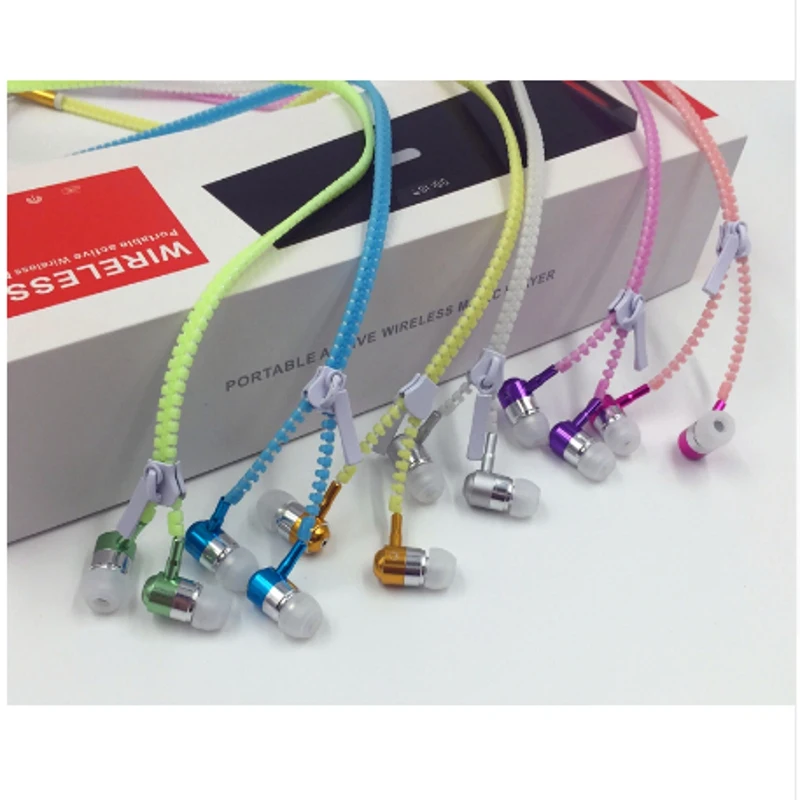 

2018 Stereo Metal earphones Glow Metal Zipper Earphone Light Glow In The Dark Earphones for Iphone Samsung Xiaomi Sport earphone
