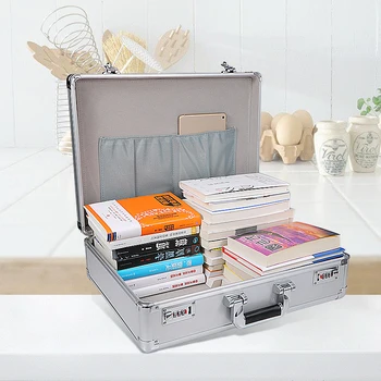 

Portable Aluminum Alloy metalTool case Document password garage tool Storage Box with Passwords Suitcase File Boxes