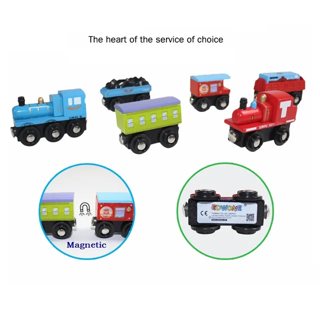 Wooden Magnetic Train Kids Train Toy Anime Locomotive Car Toys Wooden Track Train Railway Vehicles Children Birthday Gifts 3