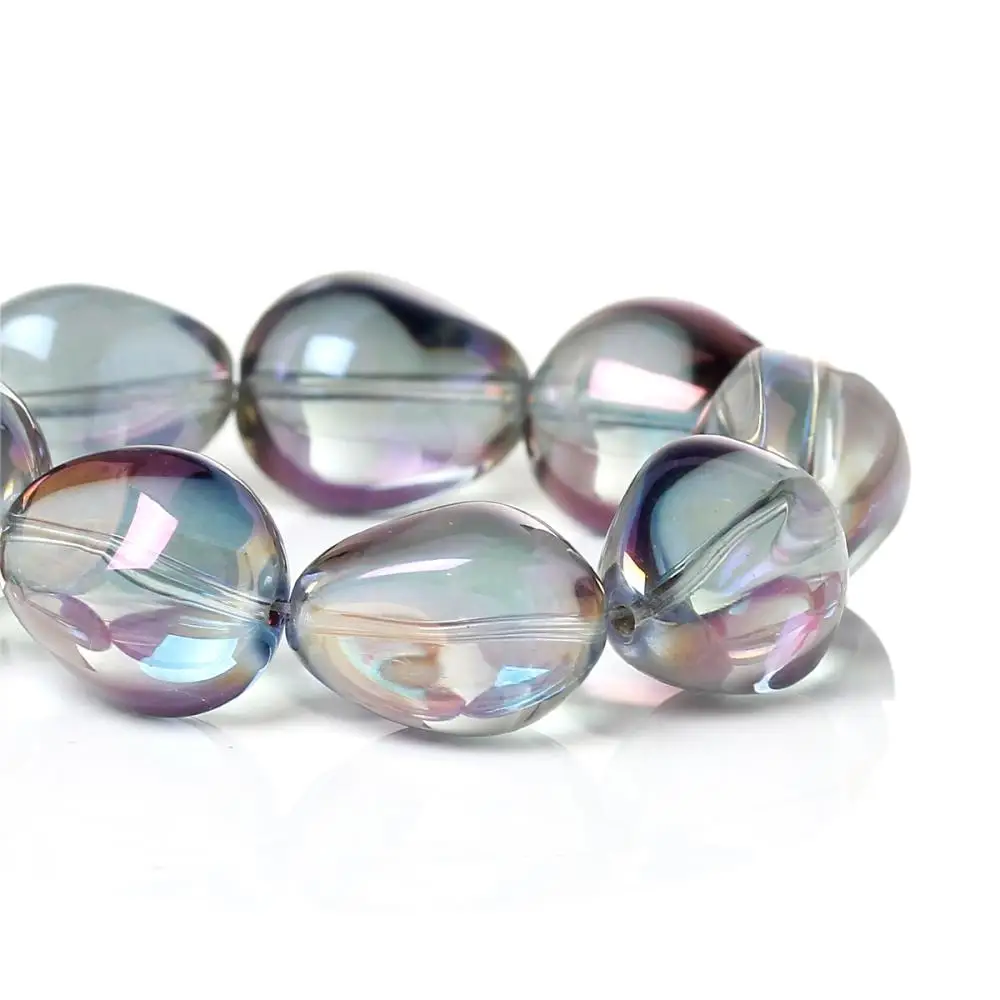 

DoreenBeads Glass Loose Beads Teardrop Purple AB Color Faceted About 17.0mm x 14.0mm,Hole about:1.3mm,10 PCs