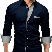 Бренд, модная мужская рубашка с длинным рукавом, топы, облегающие, повседневные, в полоску, с украшением, мужские рубашки, облегающие мужские рубашки