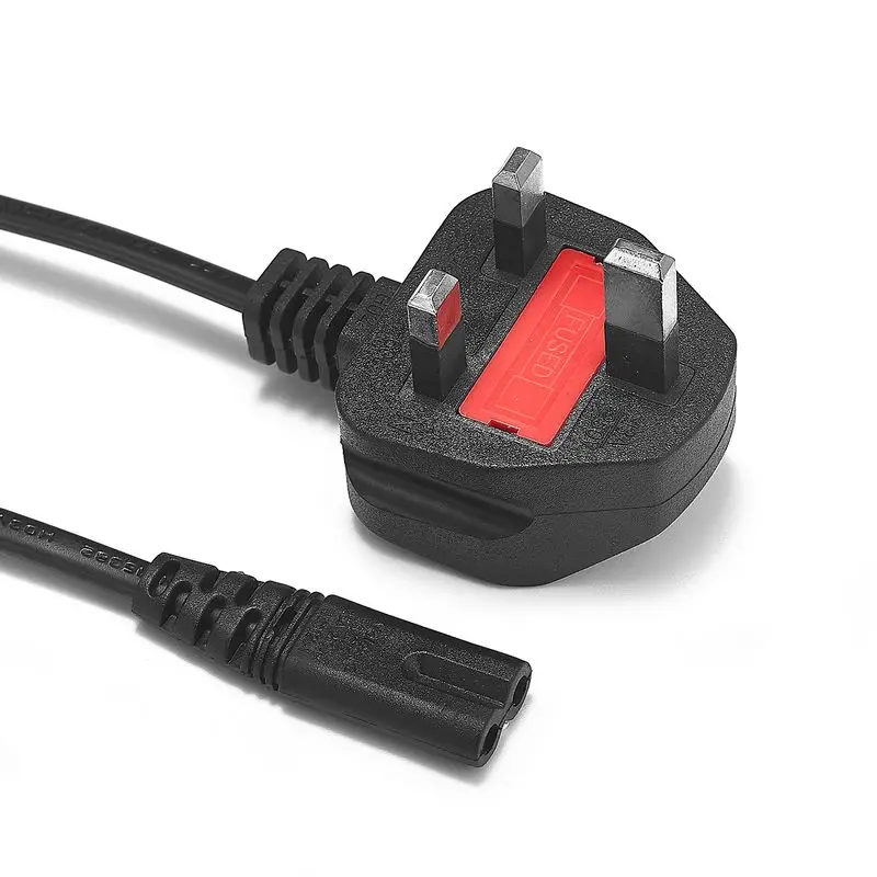 FIGURE 8 POWER LEAD C7  2 PIN MAINS CABLE PLUG AC 1.2M 1.2 Meter to 3 pin UK