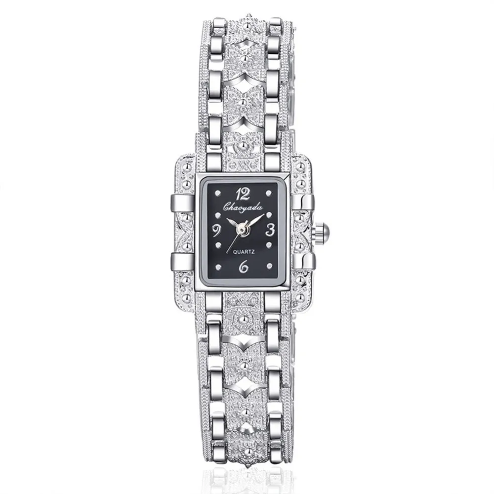 Роскошный модный серебряный квадратный горный хрусталь кристалл chaoyada повседневные женские вечерние браслет платье часы 10 шт