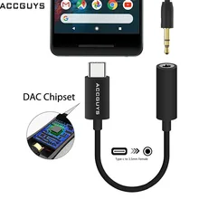 ACCGUYS Тип C до 3,5 мм разъем для наушников Aux кабель аудио адаптер вызова 192 кГц ЦАП конвертер для Pixel 2/2XL/3/3XL/htc U11/huawei P20