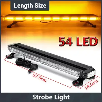 

26" 54 LED Harard Emergency Warn Flash Double Side Strobe Light Bar Amber