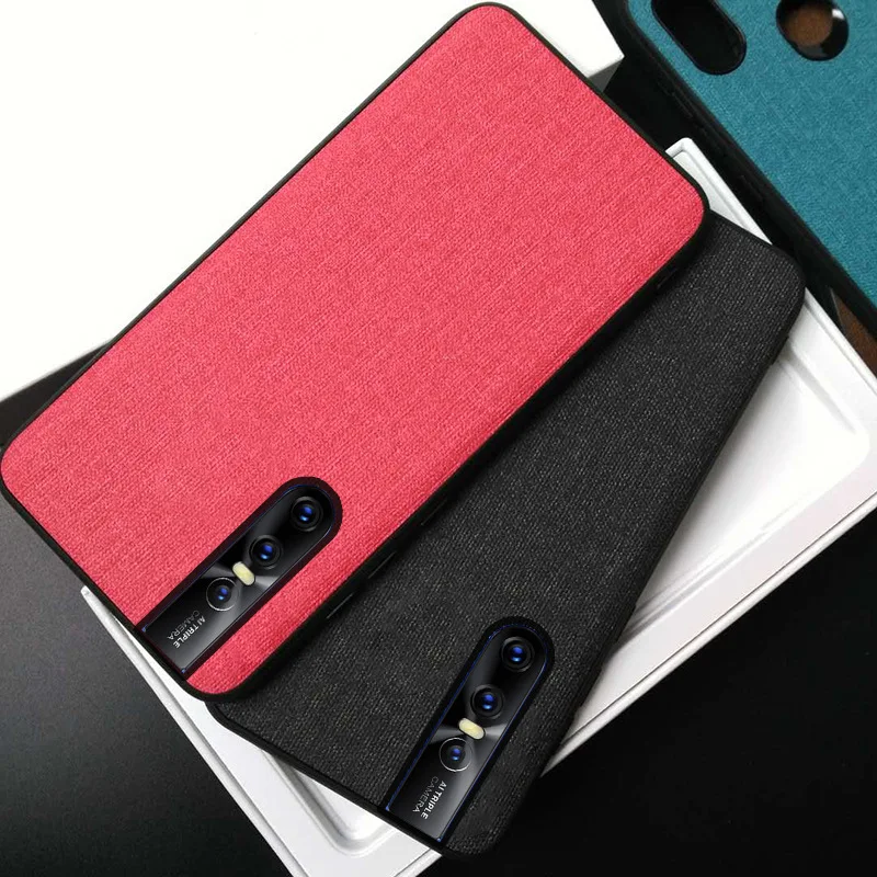For VIVO V15 Pro Case V15 case Luxury Soft silicone edge Fabric Cloth protective Bumpe Back Cover Case for vivo V 15 v15pro case