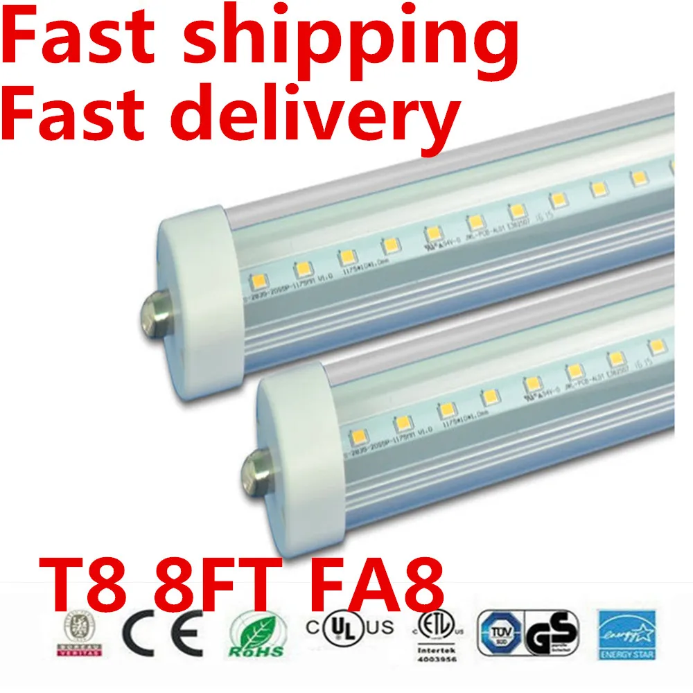 10 шт. светодиодные трубки t8 8ft 2 4 м 2400 мм 48 Вт 5000LM одноконтактный fa8 AC85 277v